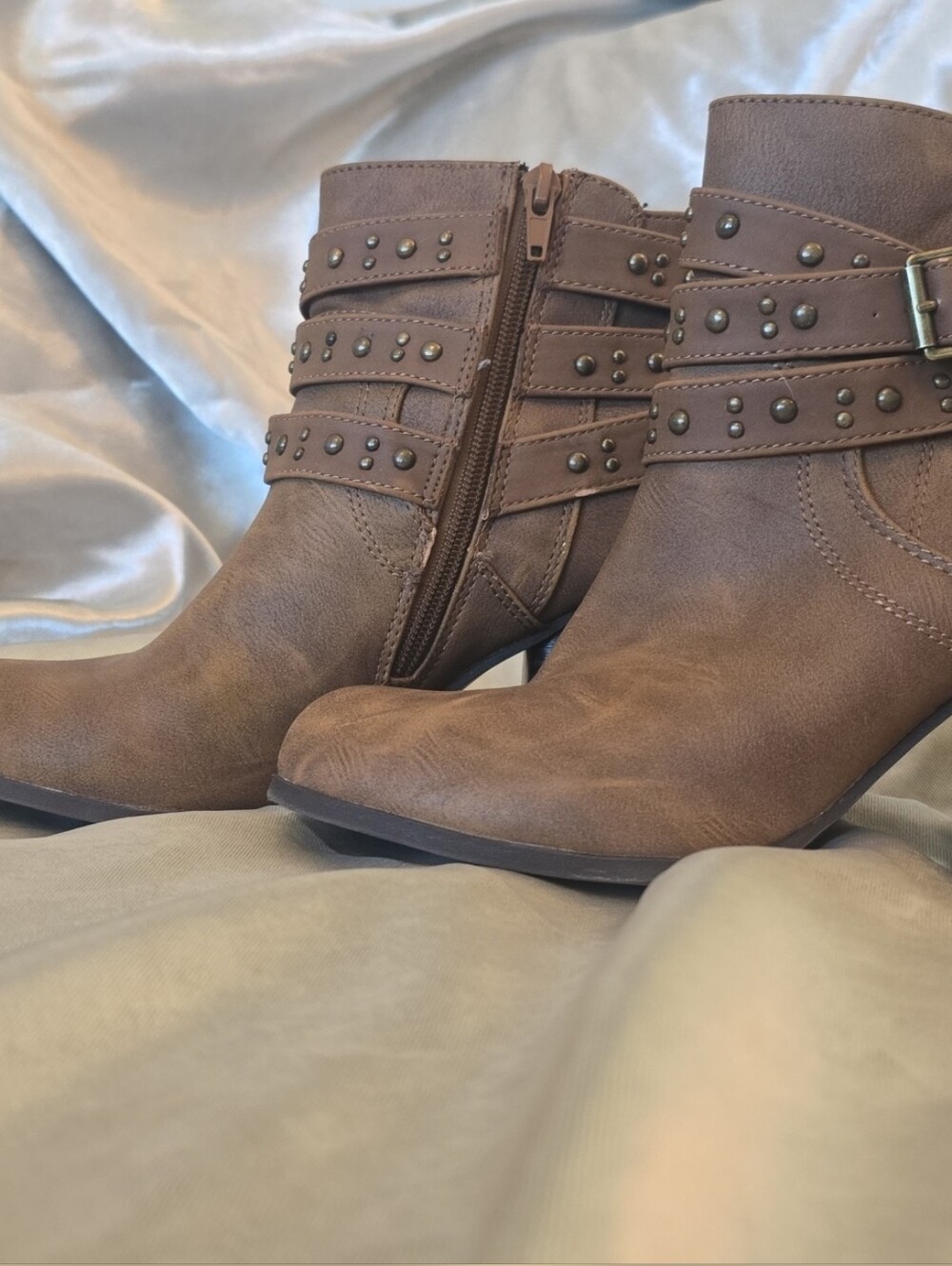 Madden Girl Tan Brown Studded Ankle Booties